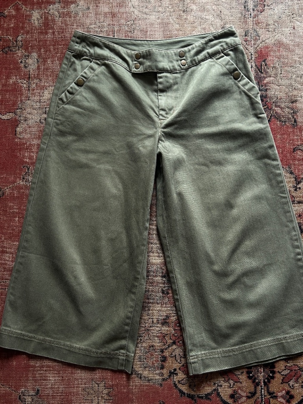 Y2K Green Cotton 3/4 Length Gaucho Pants by Tres Coton